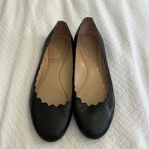 Black leather Chloe ballet flats